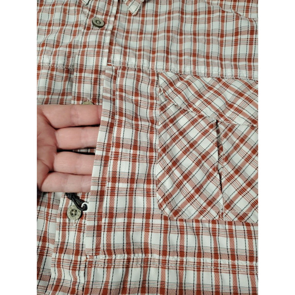 Wrangler Outdoor Mens Button Up Shirt Vented Utility Orange Plaid Size 2XT - Picture 4 of 13